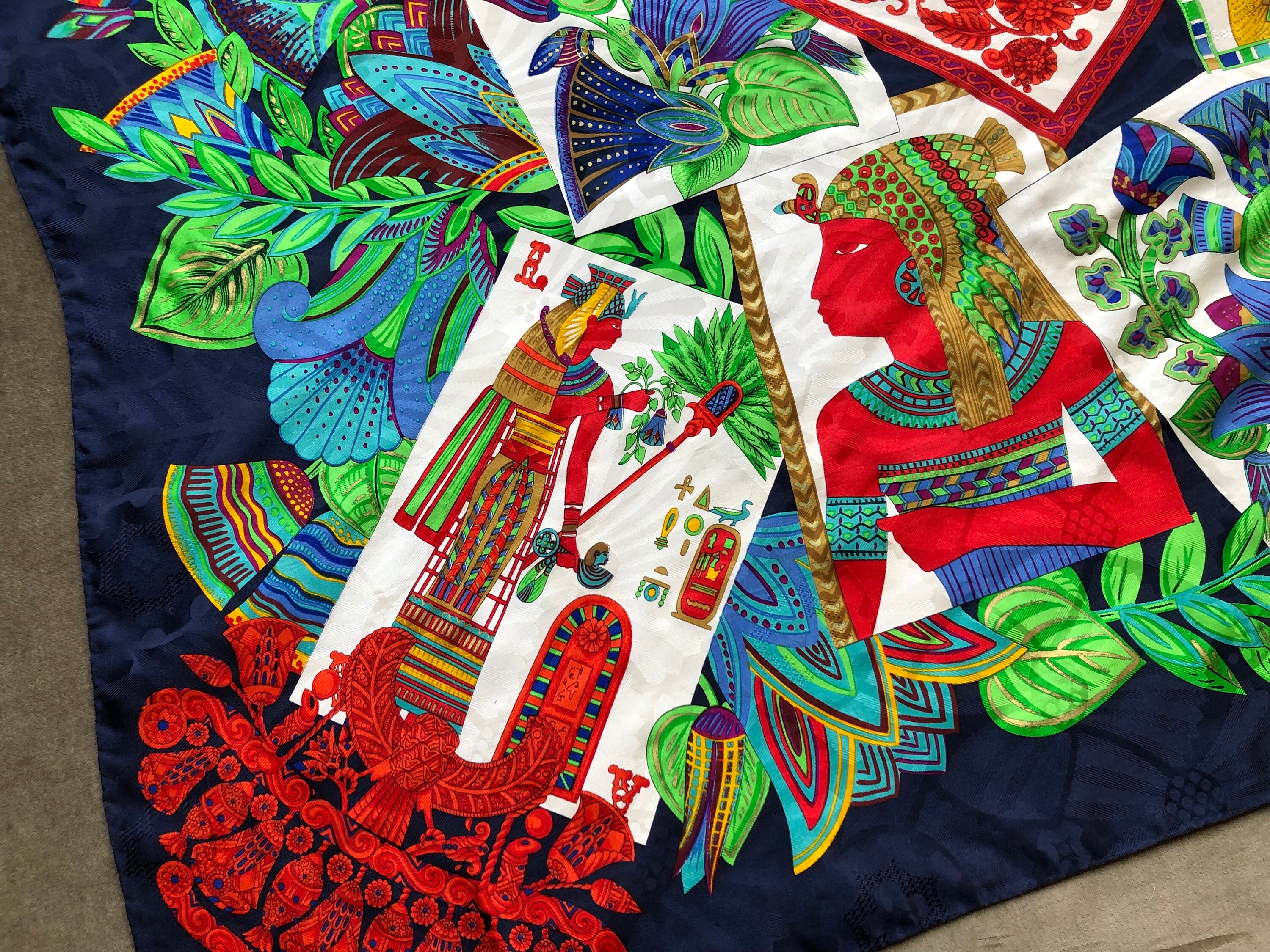 Lanvin Paris Large Silk Ancient Egyptian Print Mosaic Novelty