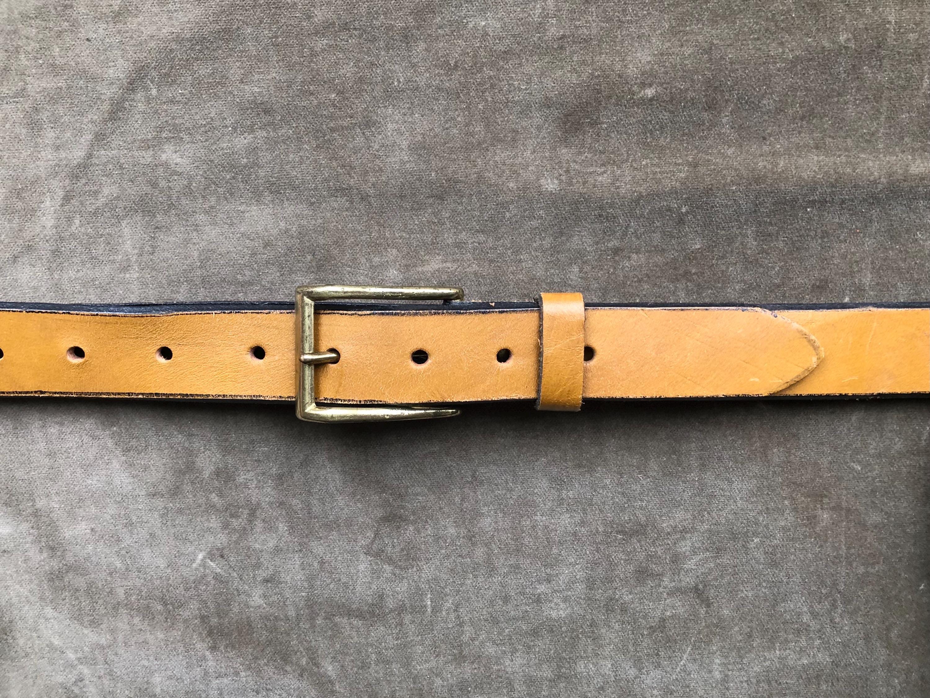 Size 38 Vintage Tan Aniline Steer Hide Leather Belt Hippie 1970s steerhide NOS 1970s Linked Suede Leather Brown Tan Boho Hippie Tie  main image 3