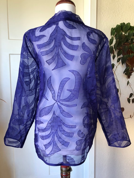 Ultra Sheer Silk Organza Voile Art Jacket Long Sl… - image 9