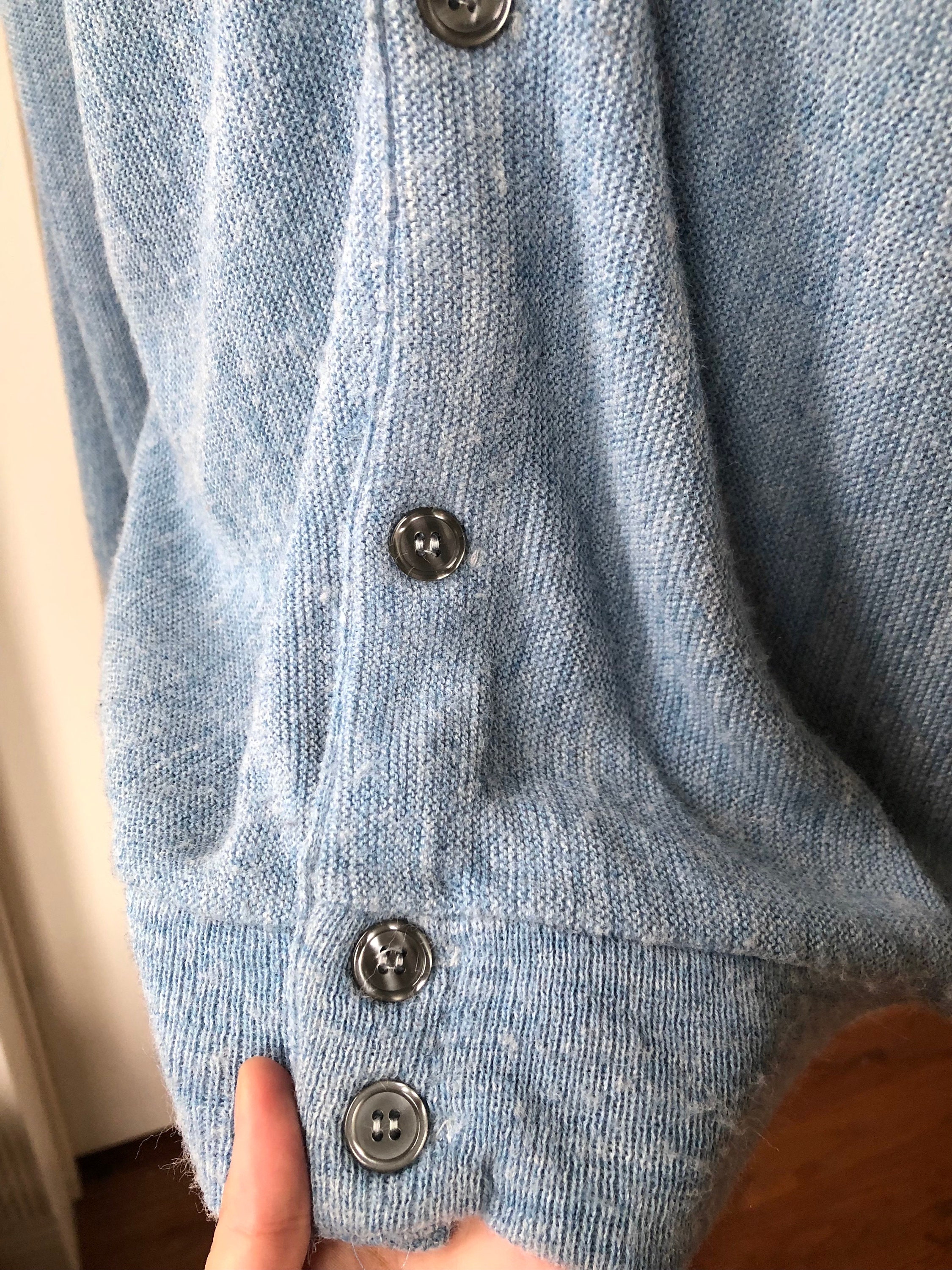 トップス 70s JC Penney fox acryl cardigan grunge Vintage 1990's Grunge Blue Kurt Cobain Cardigan 1970's The