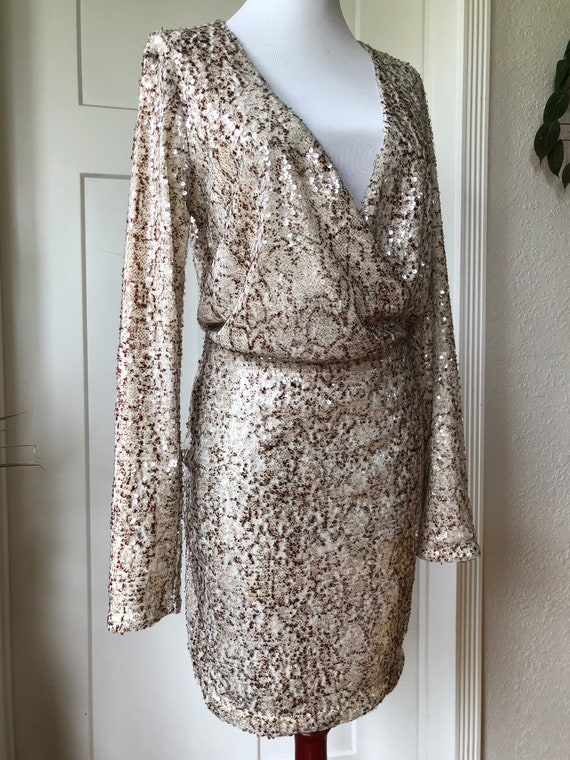 90s Shimmery Sequined Python Snake Skin Print Lon… - image 4