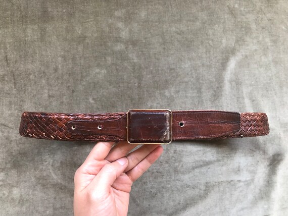 1970s Eelskin Genuine Eel Skin Leather Belt Mahog… - image 4