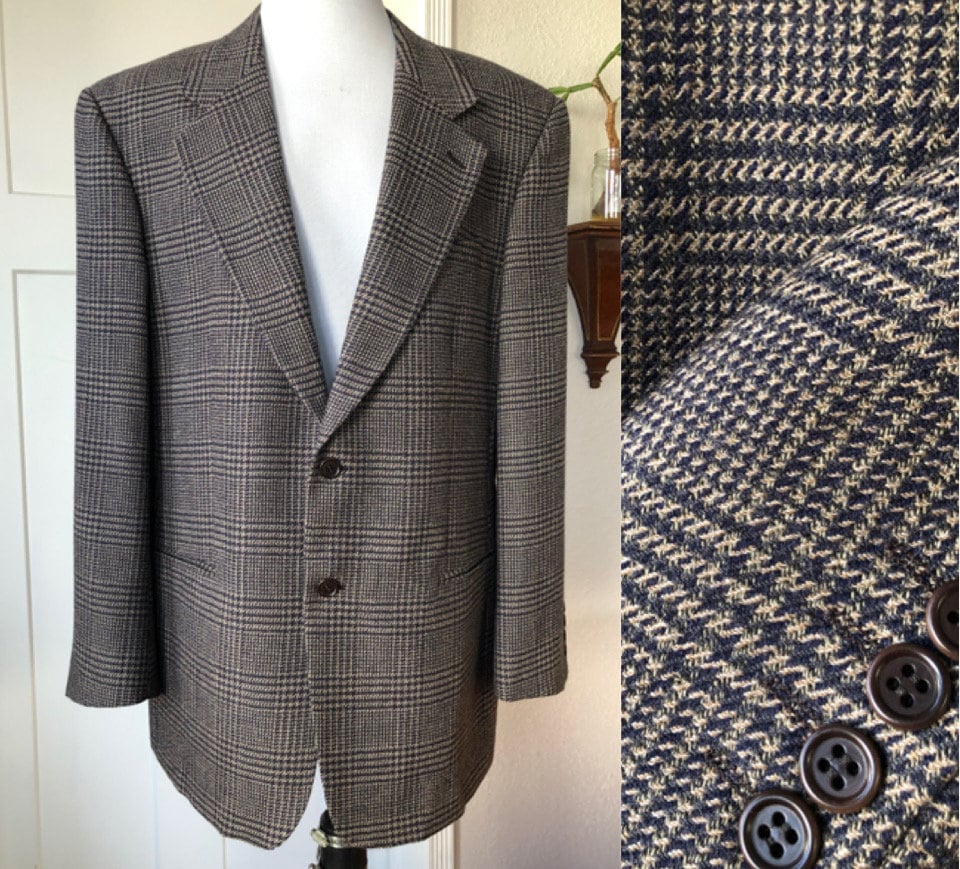 Vintage Mens Valentino Uomo Wool Glen Urkquhart Plaid Tweed
