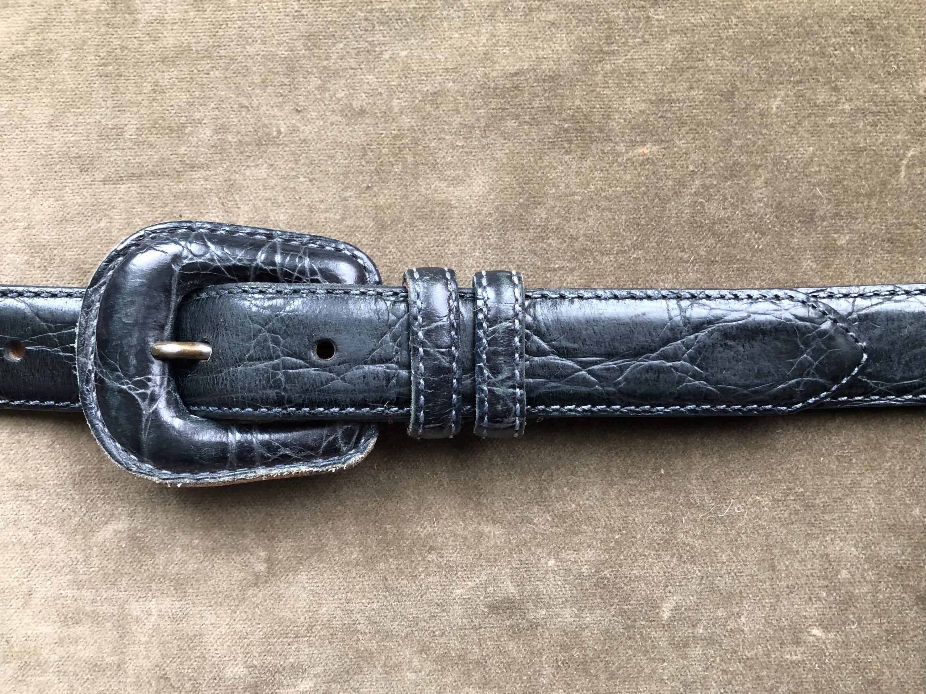 VTG 90s Western Leather croc belt Marc Nolan Leather Belt - Brown Crocskin main image 2