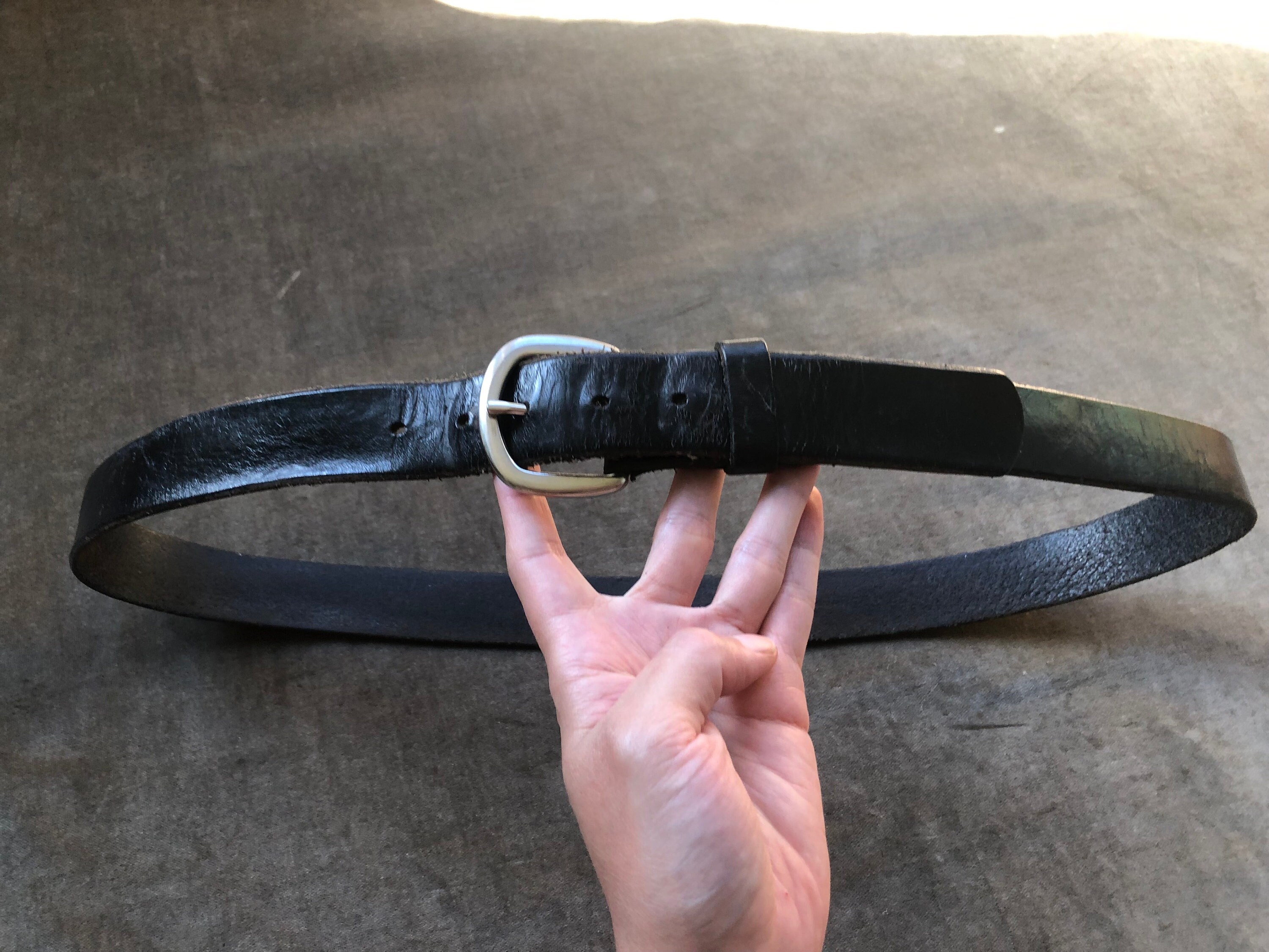 1980s 90s Thick Heavy Duty Black Leather Belt M L XL Grunge 1980s 90s Thick Heavy Duty Black Leather Belt M L XL Grunge