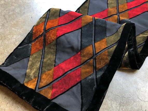 90s Black Velvet Burnout Silk Rayon Blend Semi She