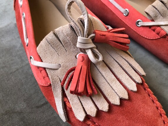Buttery Soft Suede Leather Coral Salmon Beige Ita… - image 4