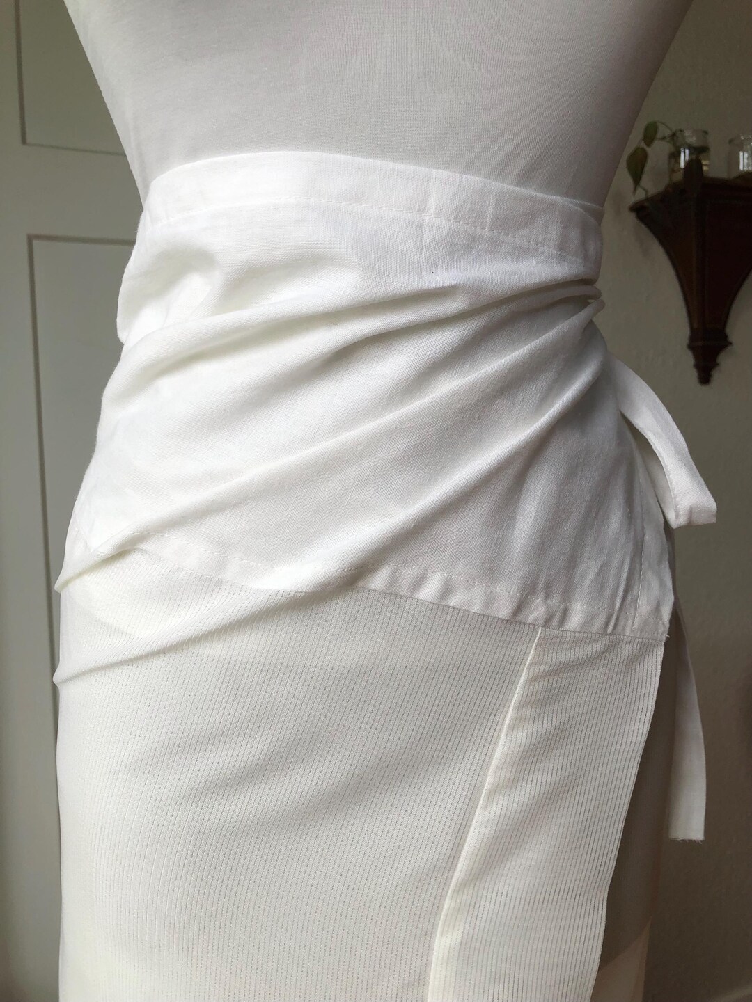 Sheer Japanese White Stripe Mesh Woven Kimono Under Slip Robe Wrap Tie ...