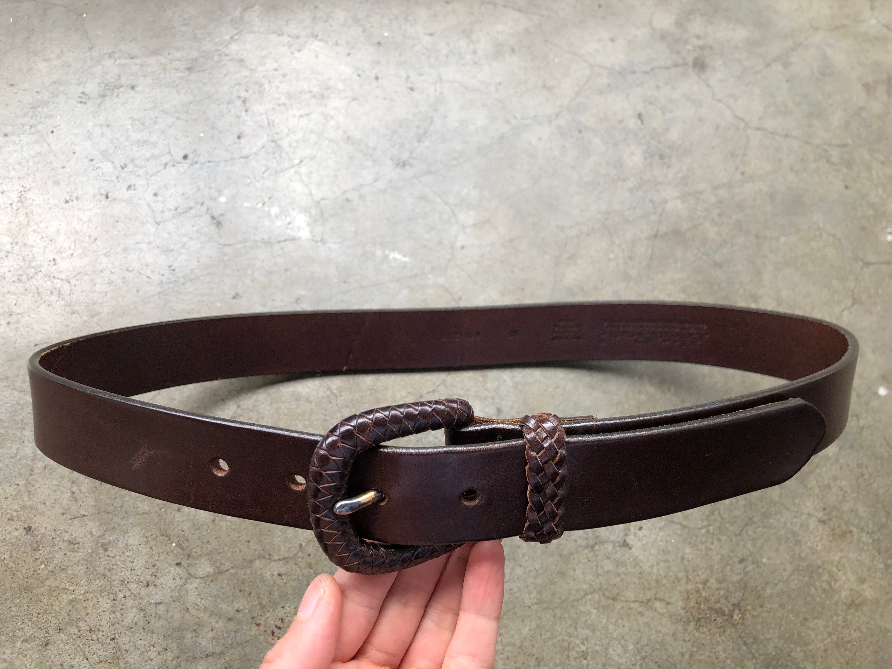Dark Brown Thick Leather Woven Braided Loop Self Covered  display picture 1