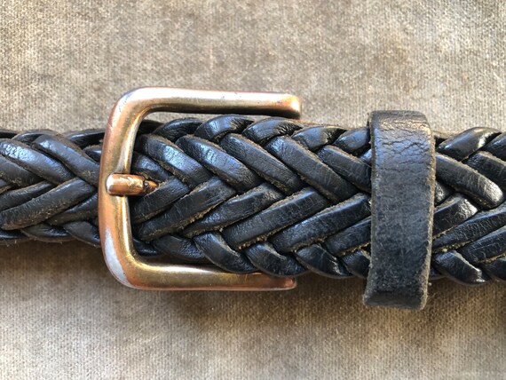 Buy Distressed Woven Leather Braided Belt Rustic Metal  display picture 1