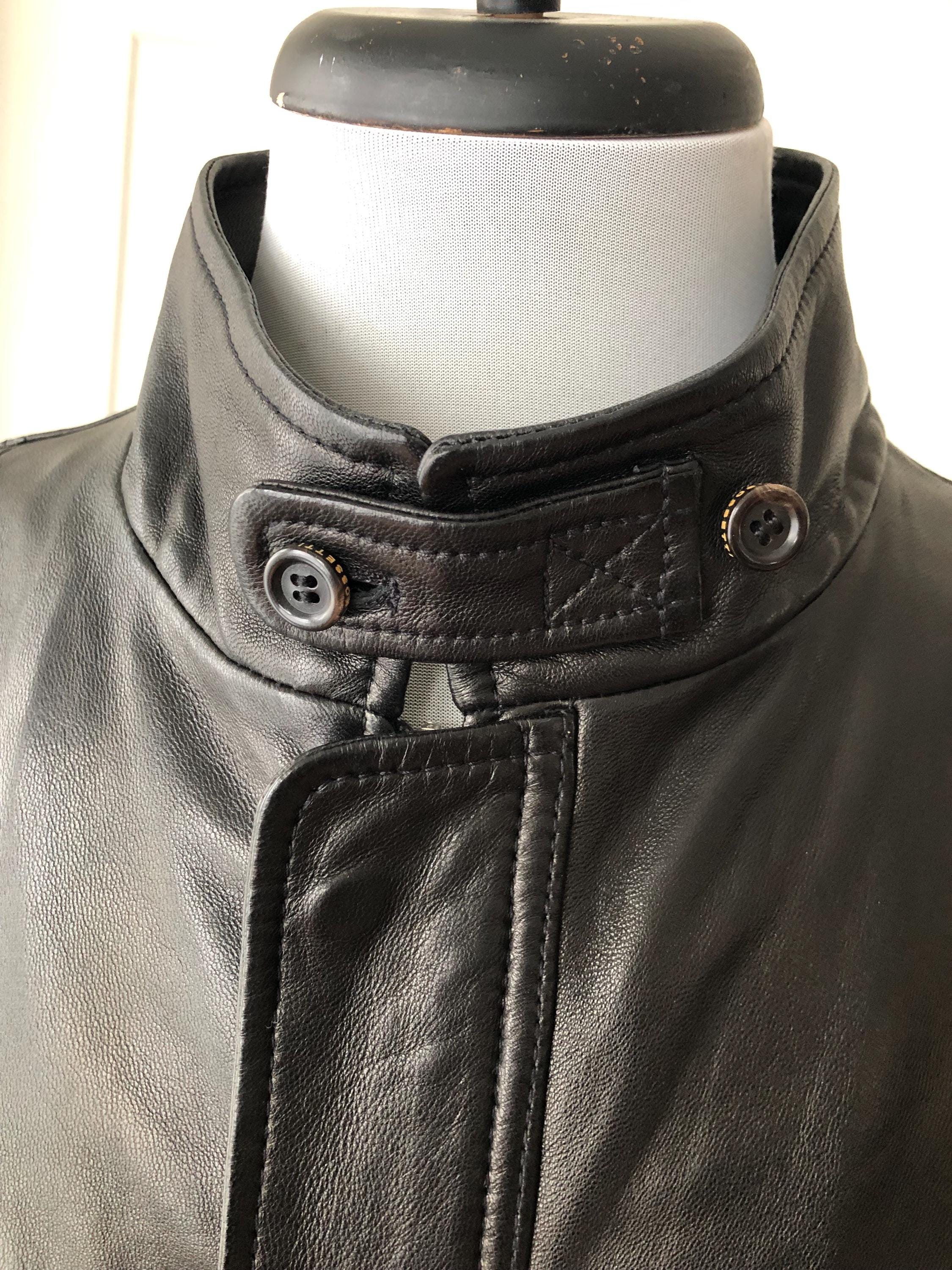 Mens Fratelli Rossetti Soft Black Leather Zip Field Jacket Trench