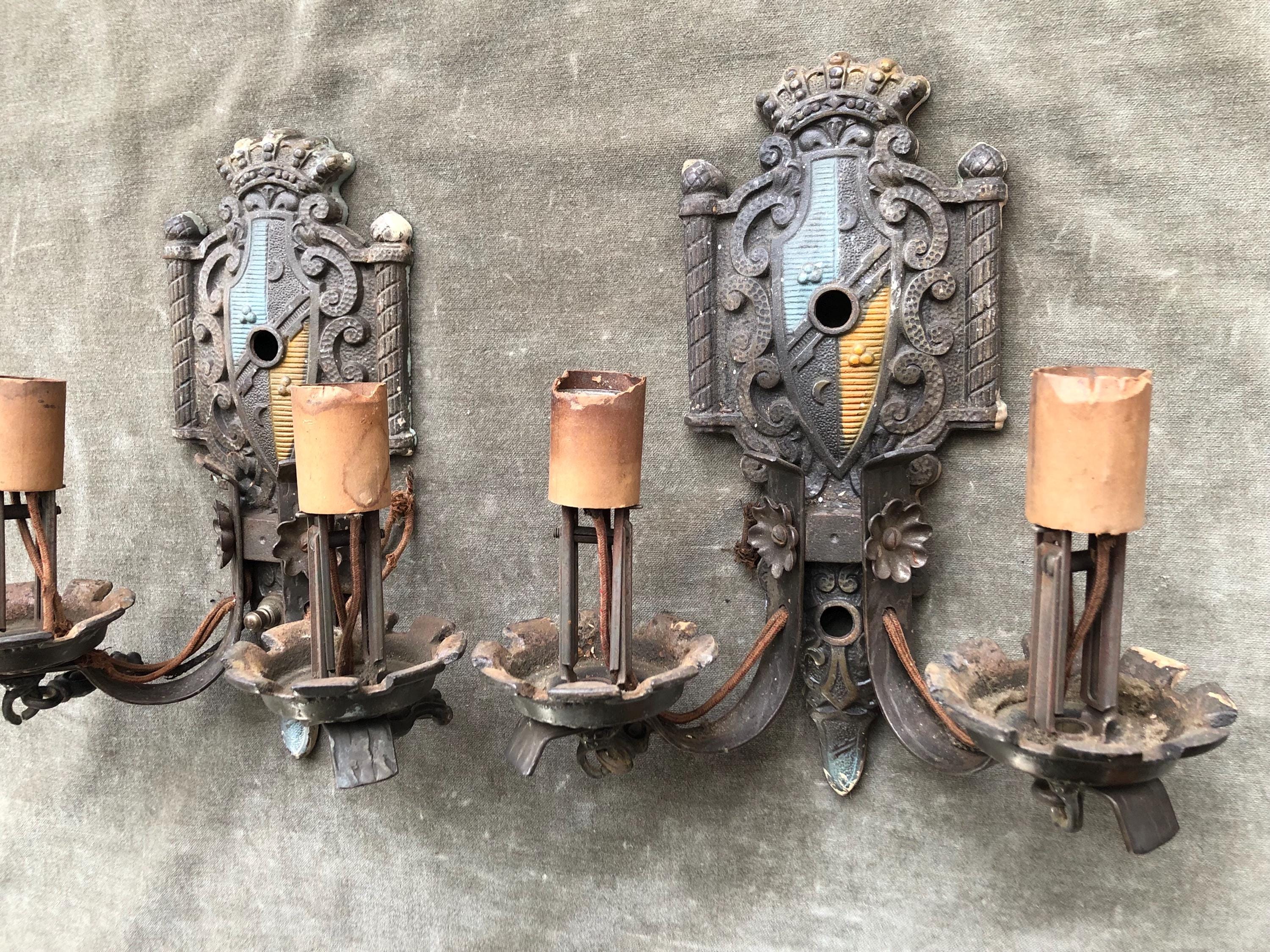 軒瓦 古瓦 モダン アンティーク ヴィンテージ レトロ wall art US 1920s Antique Cast Iron Gothic Revival Spanish Mission Tudor