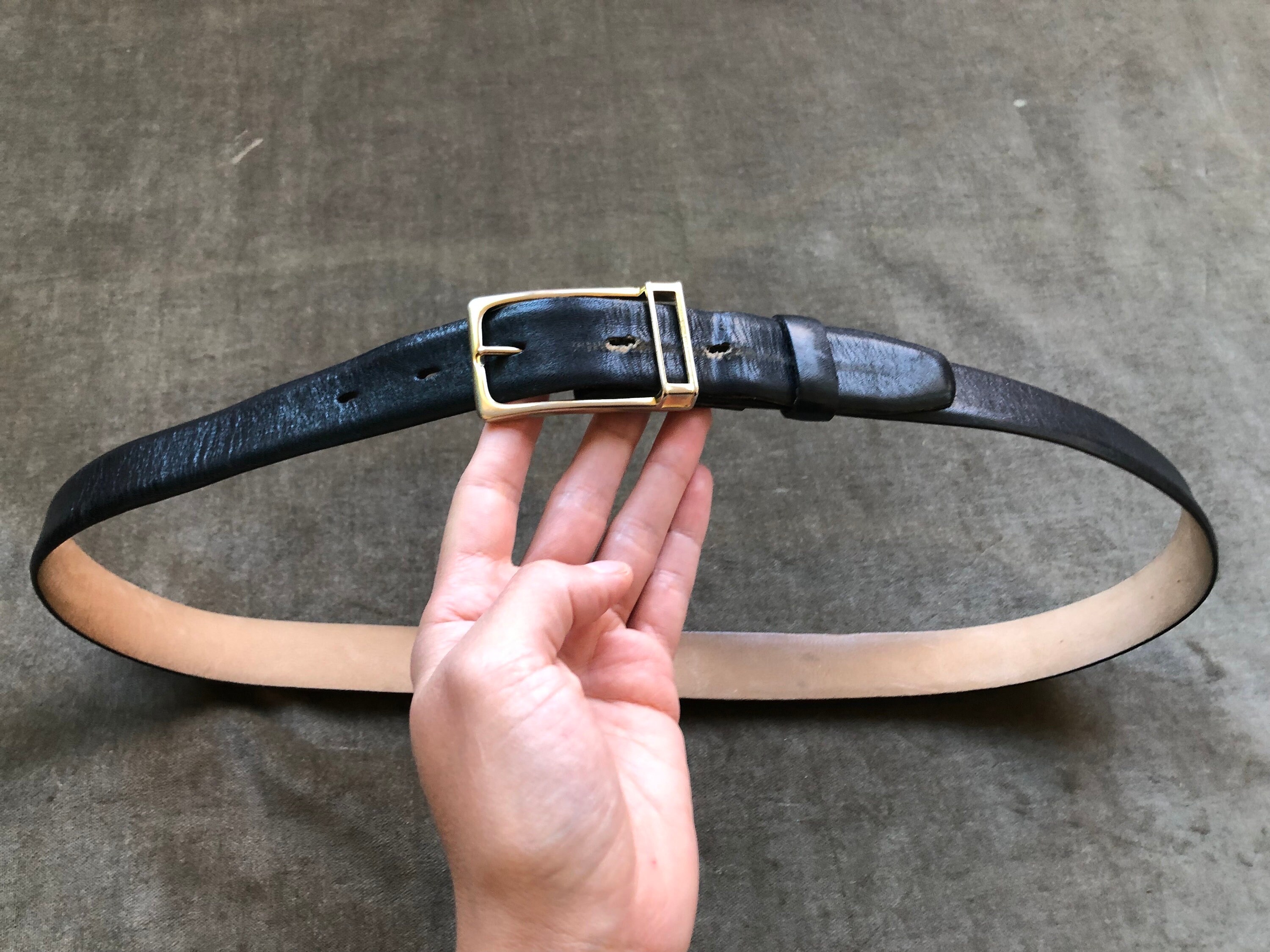 Vintage MZ 80s Black Gold Buckle Genuine Suede Leather Belt Retro Disco Made USA Microfiber Suede Belt w. Classic Skinny Gold Buckle and Loop  main image 3