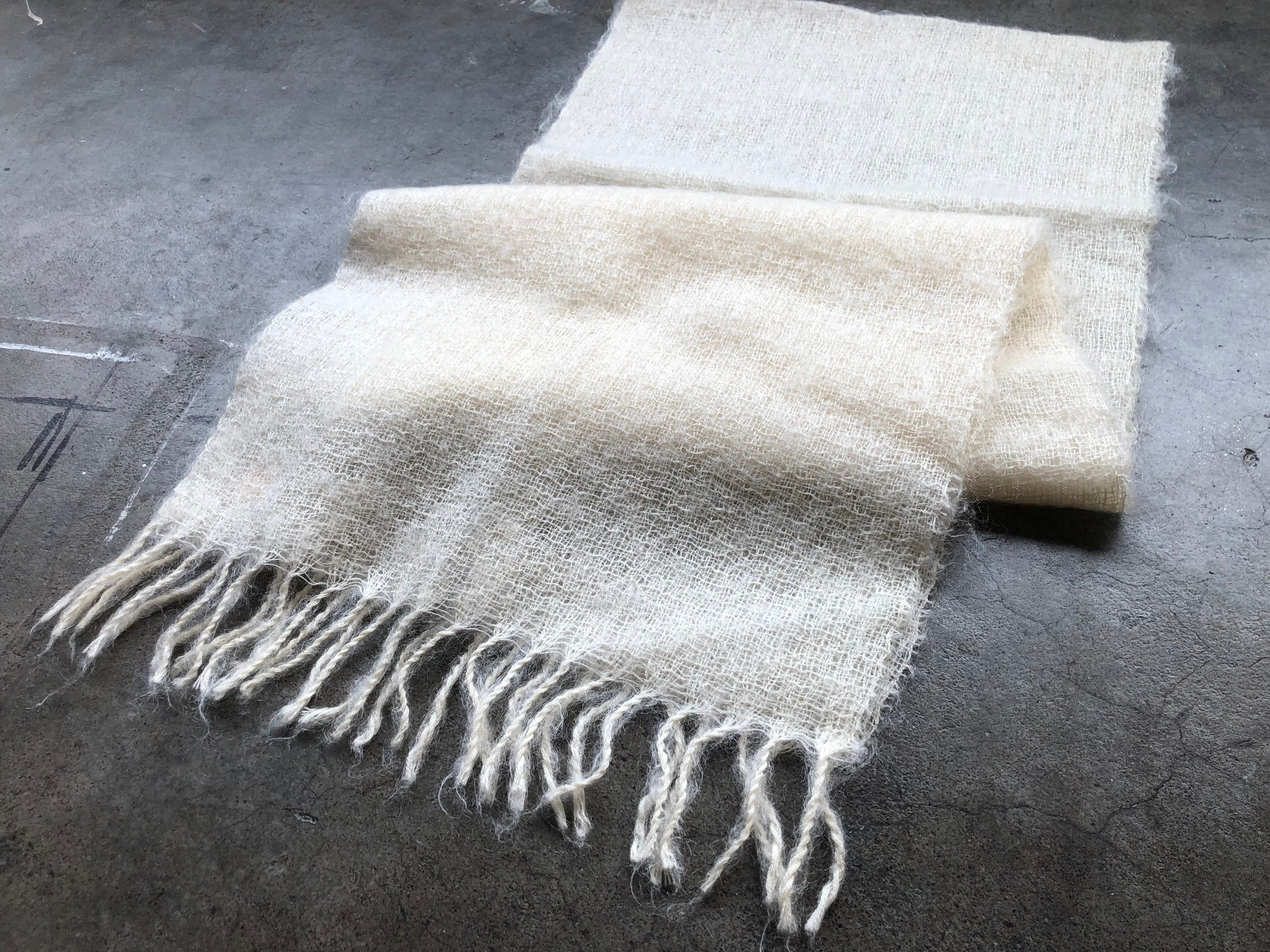 Mohair Sheer Woven Light Fuzzy Vintage Muffler Scarf Glentex Japan