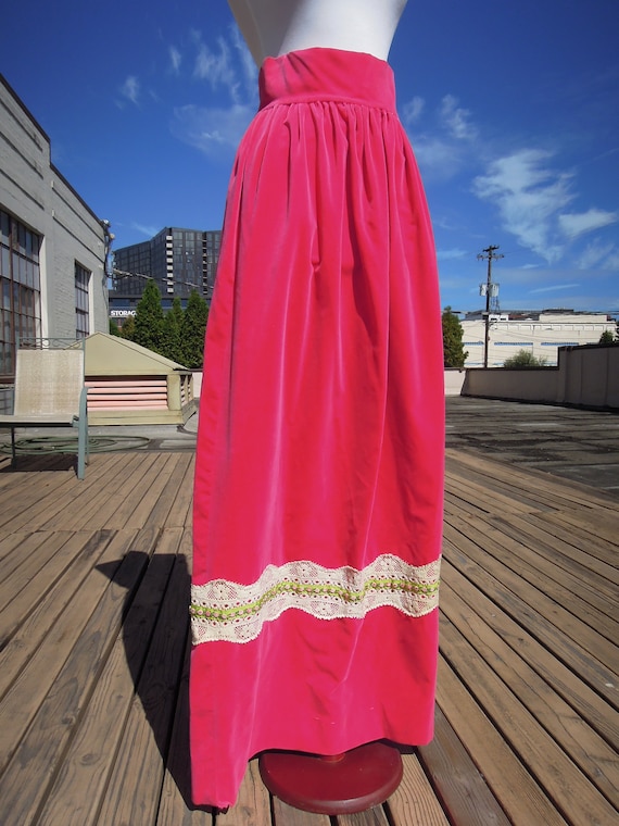 Vintage Velvet Hot Pink Vivid 70s Boho Long Cotton