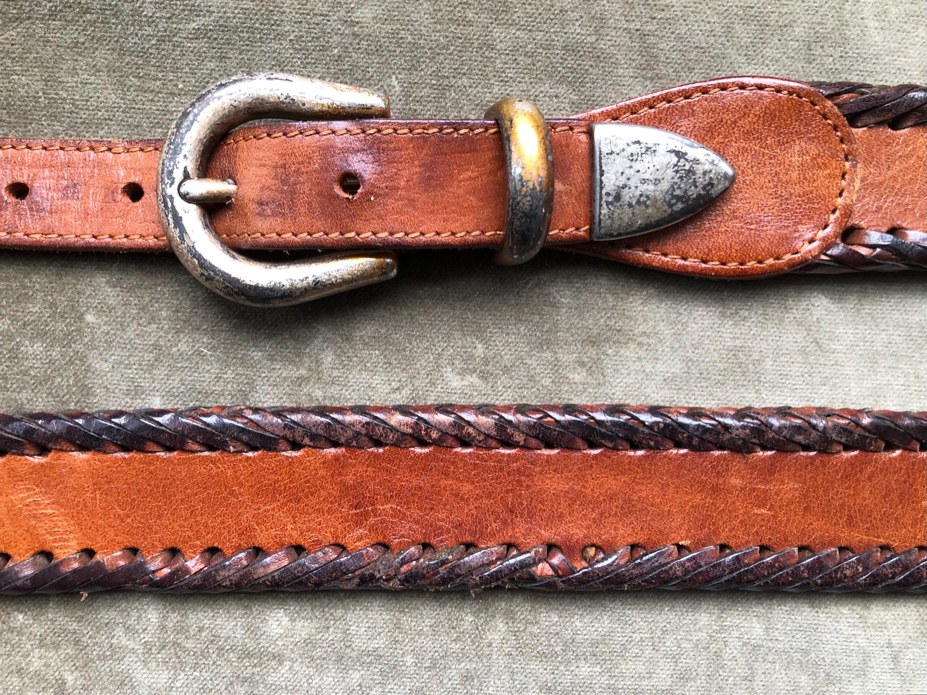 Rustic Slim Ranger Leather Natural Belt Size S/ M 90s Vintage Western Cowgirl Thick Leather Ranger Belts - Etsy main image 2