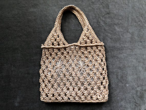 Mini Micro Bag Handmade Macrame Cord Twine Net Sh… - image 7