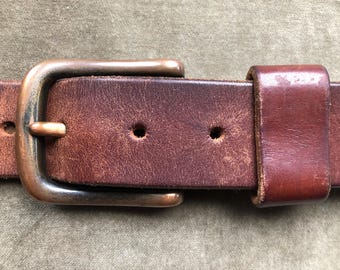 Vintage Reversible Leather Belt Black Brown Removable Silver