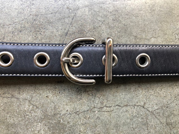 90s COACH Black Smooth Skinny Leather Belt Solid B