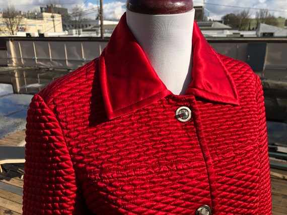 90s Silk Satin Lipstick Deep Red Diamond Quilted C