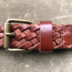 Vintage 100% Leather Braided Belt, 38 inches Long s-l400.jpg main image 4