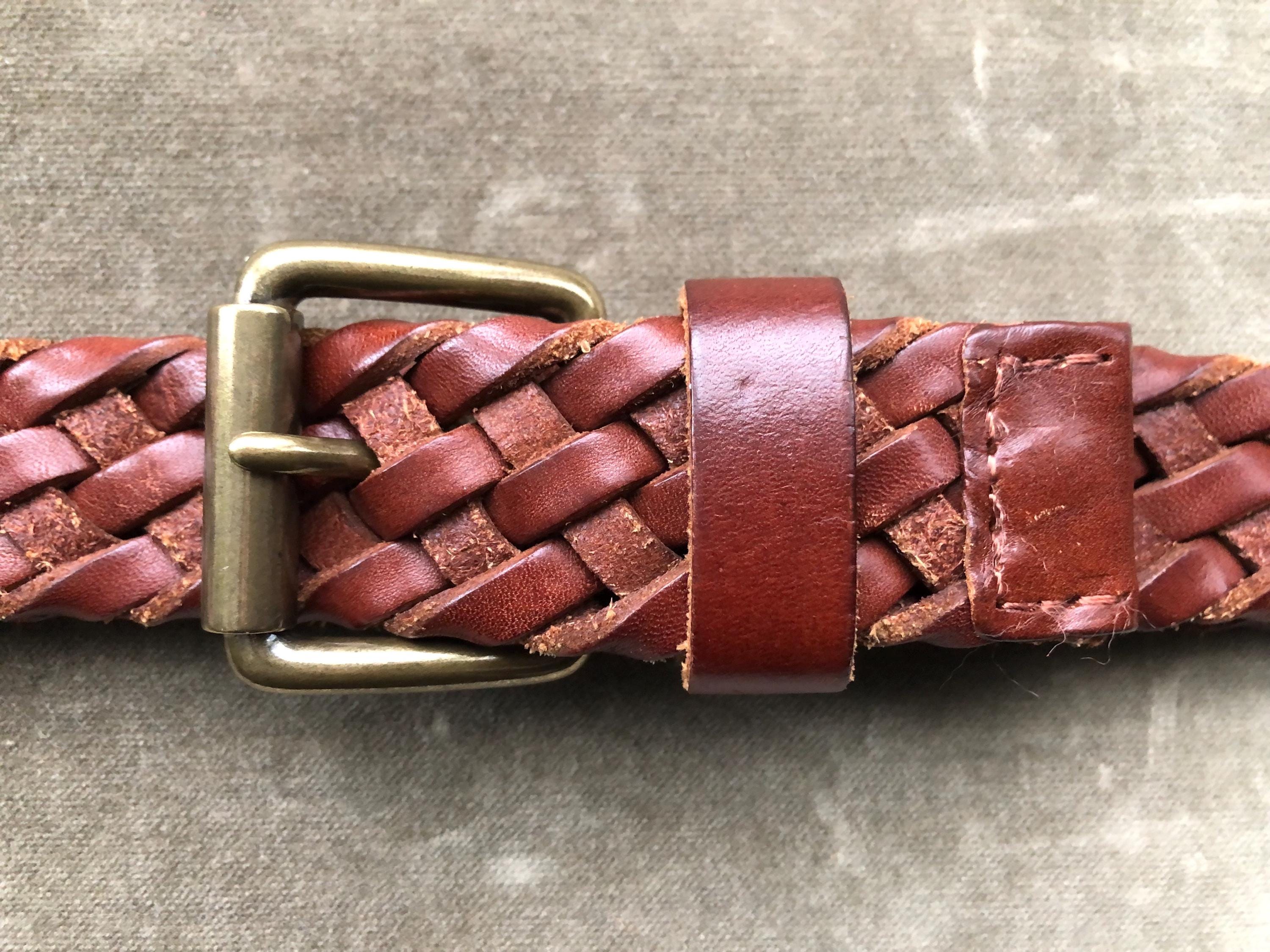 Vintage Braided‎ Leather Belt - Red 40 inches Red Leather Braided Belt - Etsy main image 4