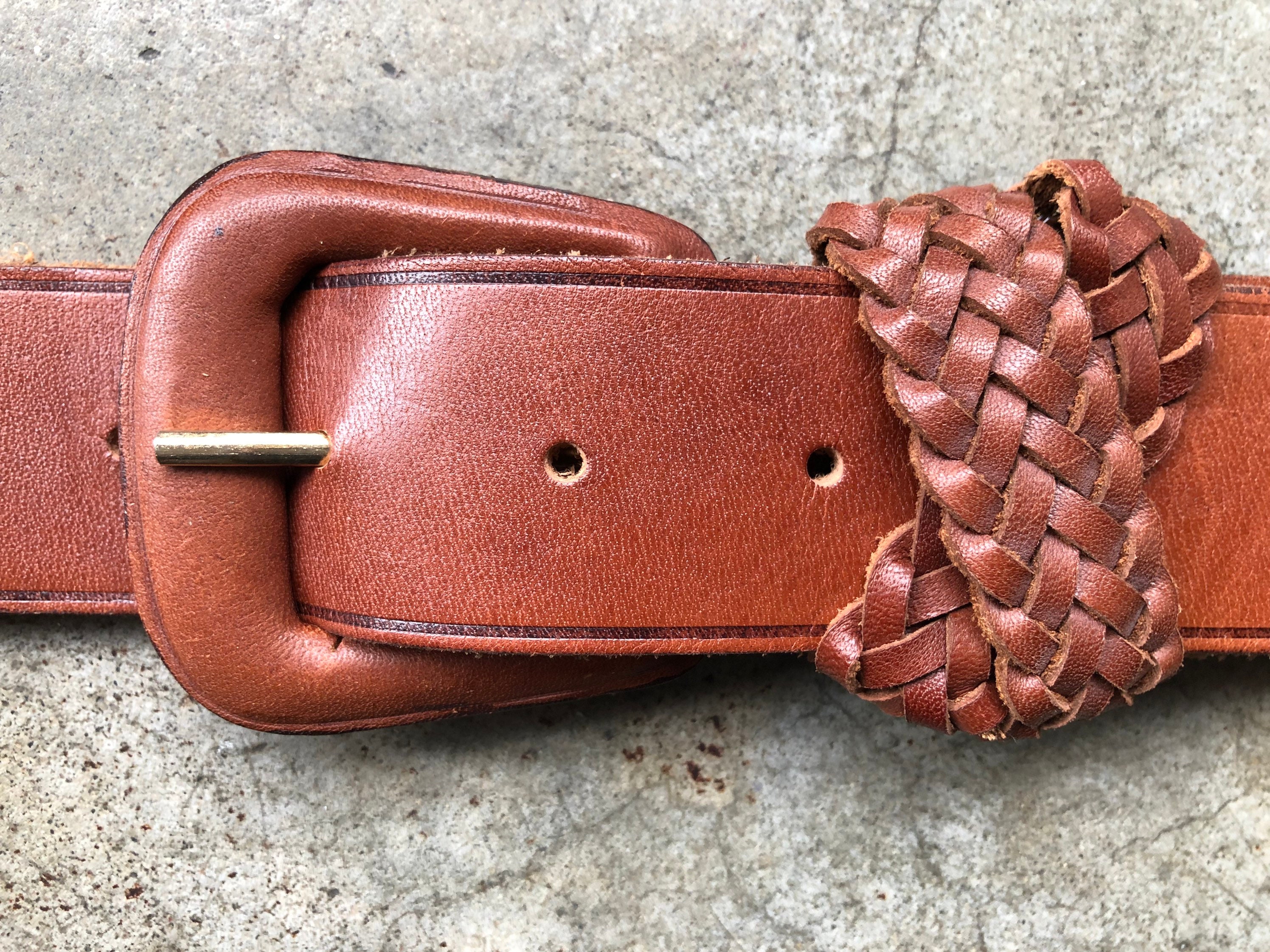 Brown Thick Soft Leather Woven Braided Loop Self Covered  display picture 3