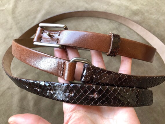 Auth Brunello Cucinelli Genuine Snake Skin Skinny… - image 3