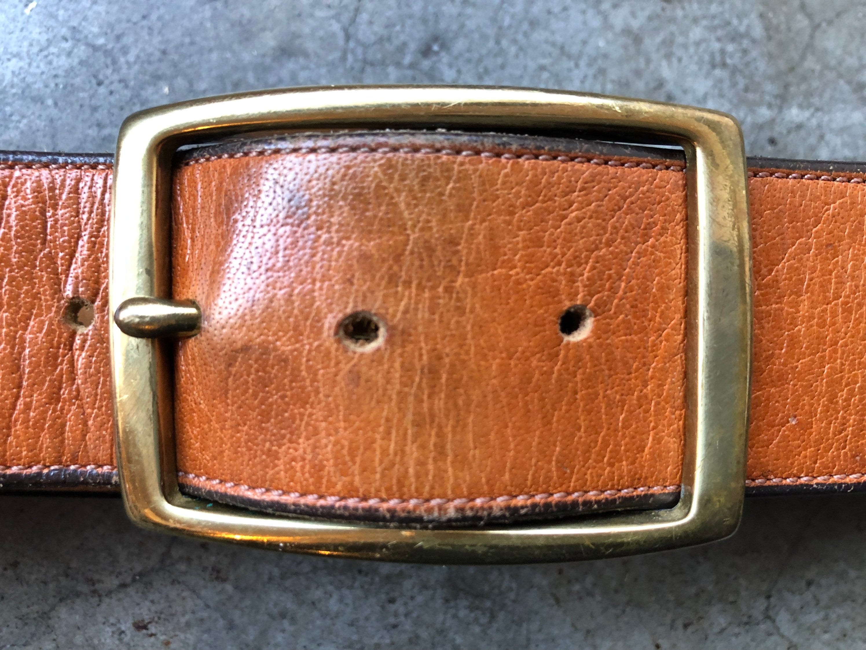 60s 70s Retro Black Brown Reversible Leather Soft Belt M L