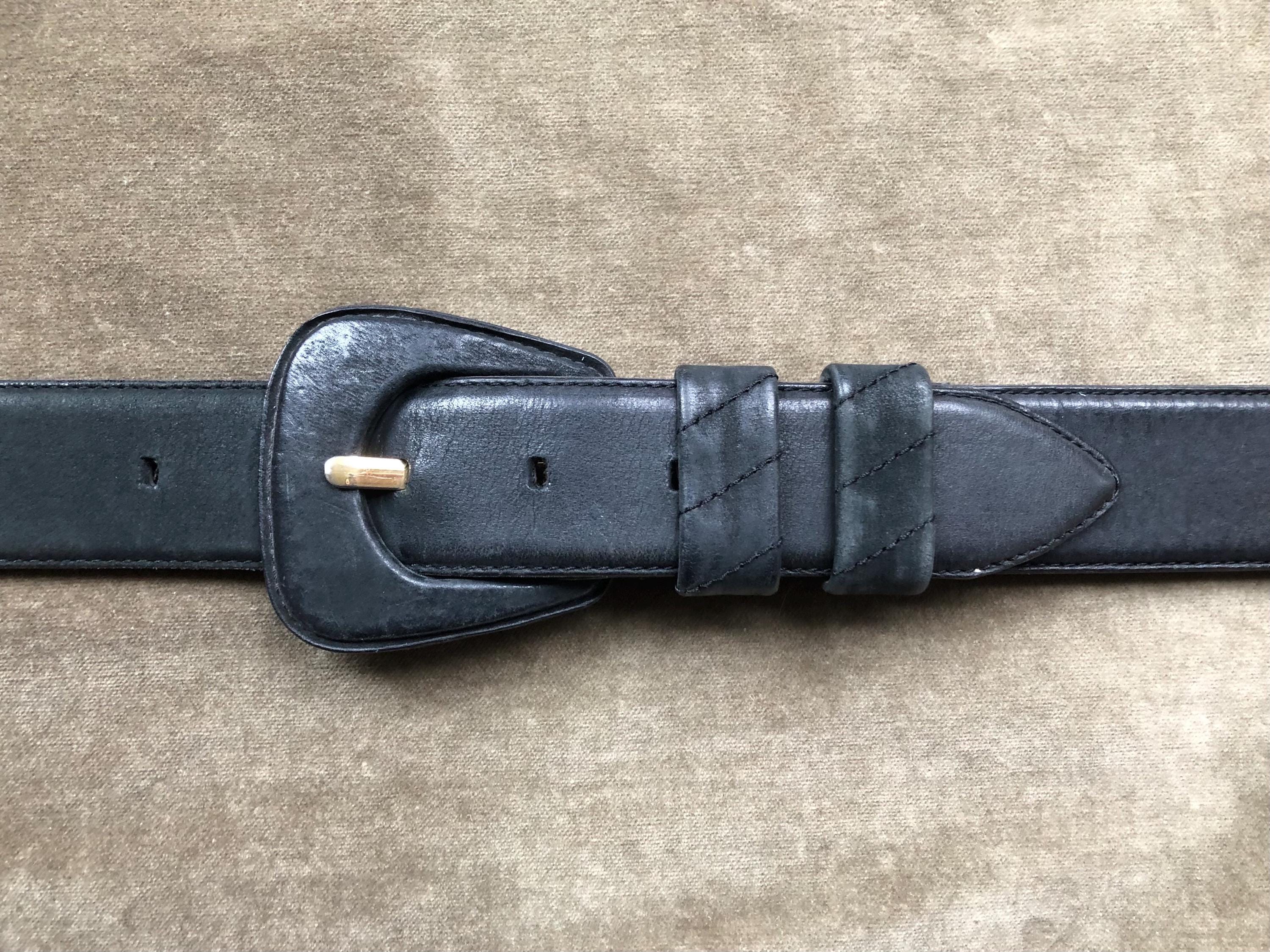 Vintage 80s Samar Suede for Scully. Black Wide Statement Belt Sz 32 Black Suede Matte Leather Wide Fashion Belt 1980s 1990s Self  main image 3