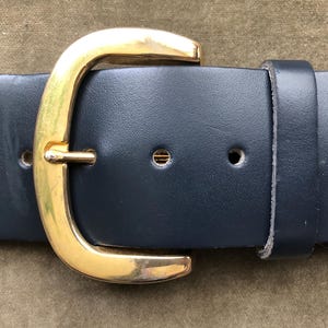60年代 70年代 ヘビーデューティー 厚手 幅広 ダークブルー ネイビー マットレザーベルト チャンキー レトロ ゴールドバックル 28 30 32 S M L 1960年代 1970年代 ヴィンテージ モッズ ボヘミアン ファッション