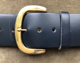 60s 70s vintage leather belt W29〜W34 70s 1960s Retro Slim Black Leather Refined Belt Gold Silver