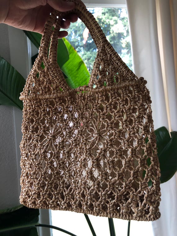 Mini Micro Bag Handmade Macrame Cord Twine Net Sh… - image 9