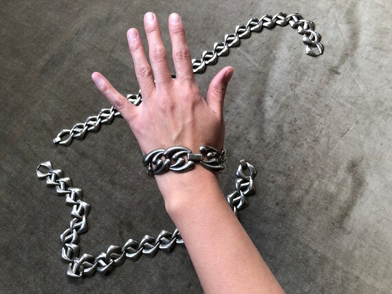 1960s Steel Bubble Chunky Bold Chain Link Jewelry… - image 3