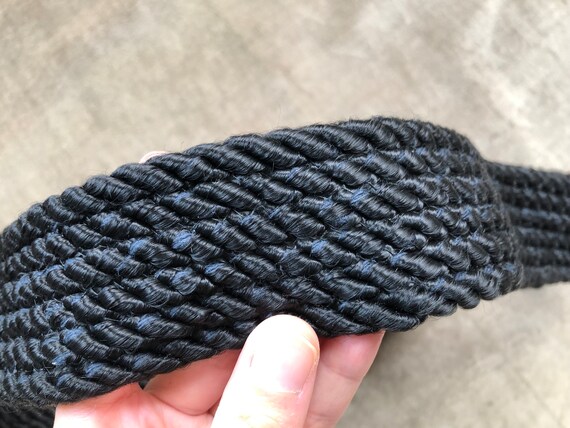 Chunky Thick Black Silky Satin Rope Woven Braided… - image 8