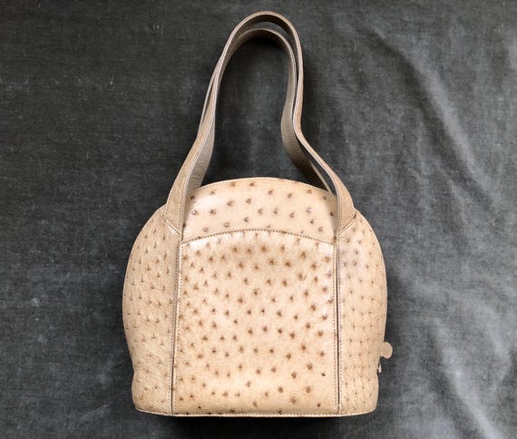 バッグ japanese label Y2K ostrich leather bag Genuine Ostrich Skin Leather Japanese Tan Beige Bumpy