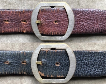 Vintage 70s Brown Leather Belt With Round Buckle - Etsy Vintage 70s Brown Leather Belt With Round Buckle - Etsy