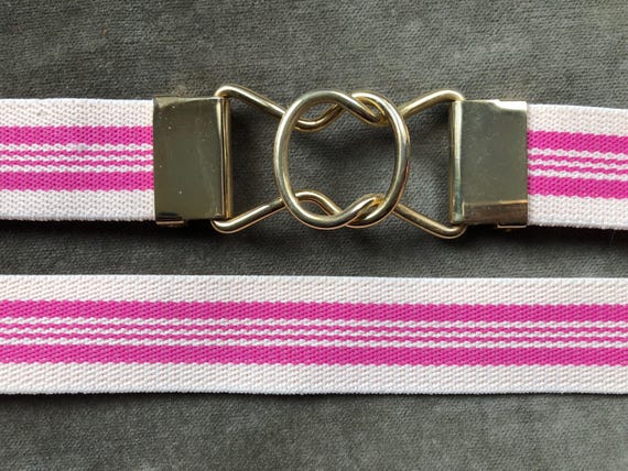 Vintage 80s Baby Pink Celtic Knot Rope Buckle Smocked Fabric Stretch Belt None | Accessories | Black Laceup Corset Belt | Poshmark main image 3
