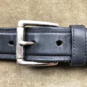 y2k 90s Levis Thick Black leather Work Belt Heavy Duty wide sz L XL Waist 40 42 44 Unisex 1990s Utility Silver Steel Buckle Vintage Grunge