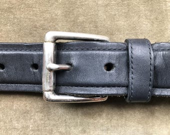 Black Leather Belt Women, 90s Vintage, Y2K Hip Waist Faded  display picture 2