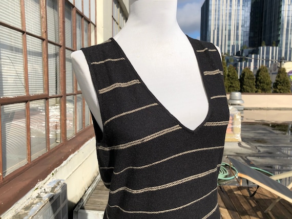 Black Linen Knit Woven Ralph Lauren Sleeveless V … - image 2
