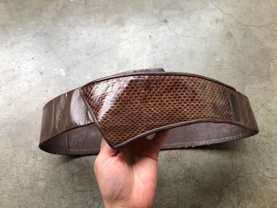 Brown Gloss Snake Skin Reptile Snakeskin Textured… - image 2