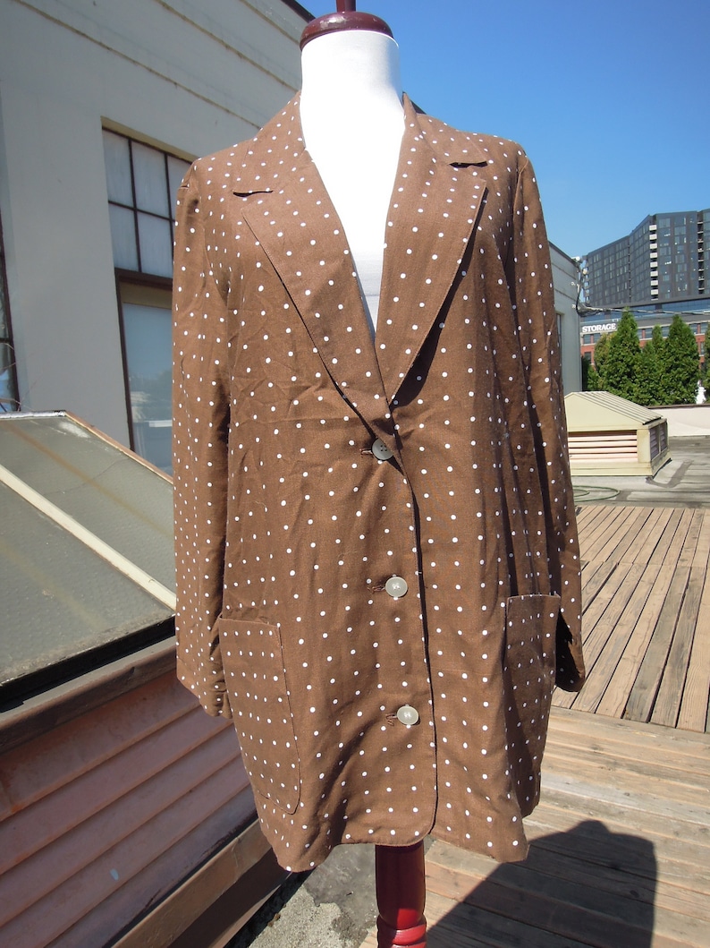 Vtg Boxy Brown White Unlined Polka Dotted Blazer Jacket 1880/'s 80s Funky Coat Size S M Women/'s Vintage La Redoute Milk Chocolate Dot