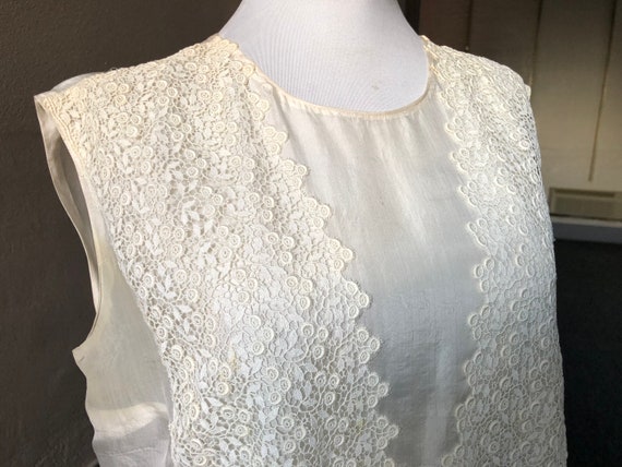 1940s Antique Silk Ivory White Cream Sheer Floral… - image 1