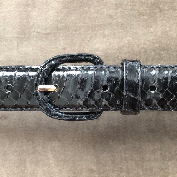 70s snake sterling buckle leather belt