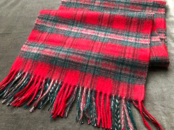 70s 80s Tartan Plaid Wool Woven Winter Neck Scarf… - image 4