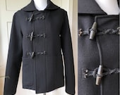 Ralph Lauren Melton Wool Mix Soft Mackintosh Duffle Wood Toggle Cardigan Jacket Fishermans Vintage Coat sz S 4 Dark Navy Blue Overcoat Short