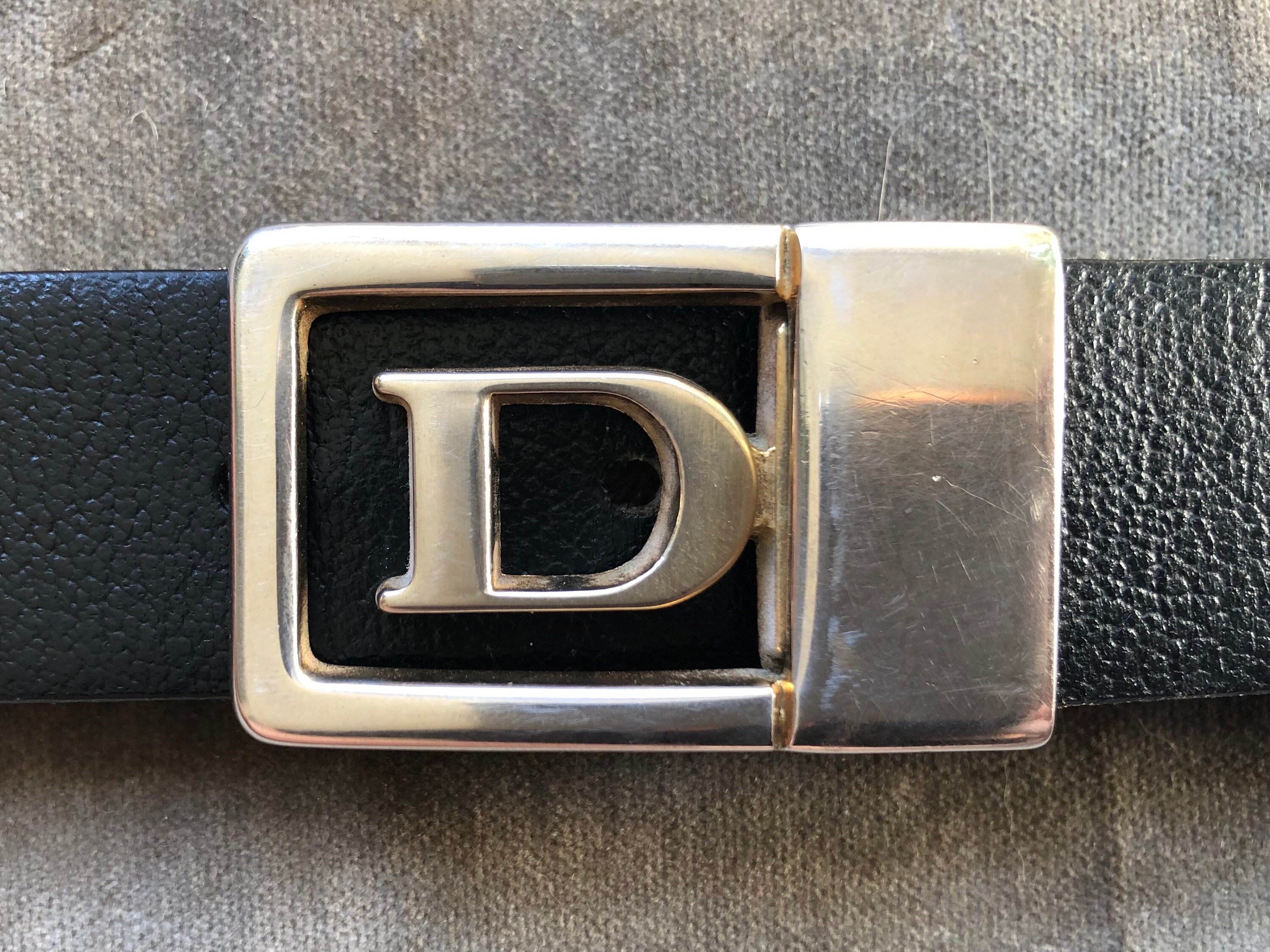1970s 80s Christian Dior CD Logo Buckle Retro Black Brown