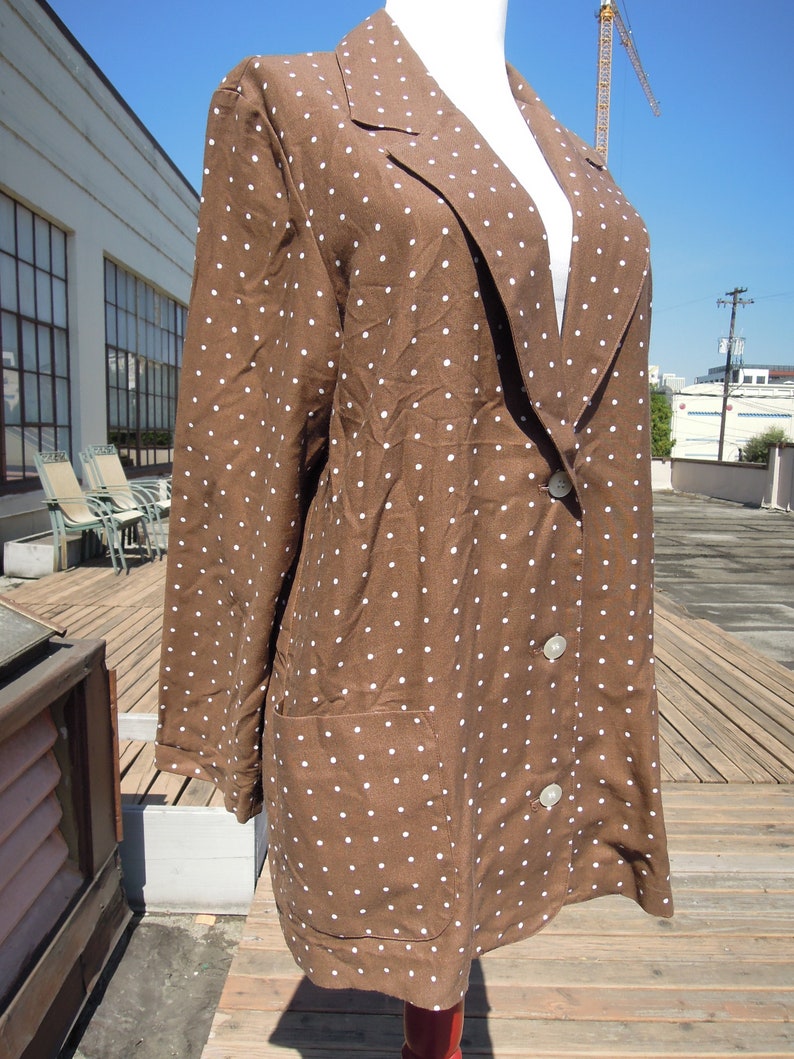 Vtg Boxy Brown White Unlined Polka Dotted Blazer Jacket 1880/'s 80s Funky Coat Size S M Women/'s Vintage La Redoute Milk Chocolate Dot