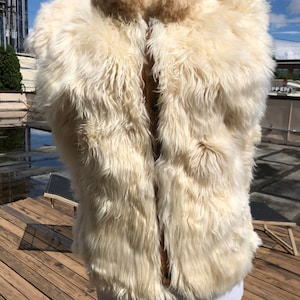 Vintage 70s Ivory Genuine Mongolian Lamb Fur Jacket Vest Wild ...